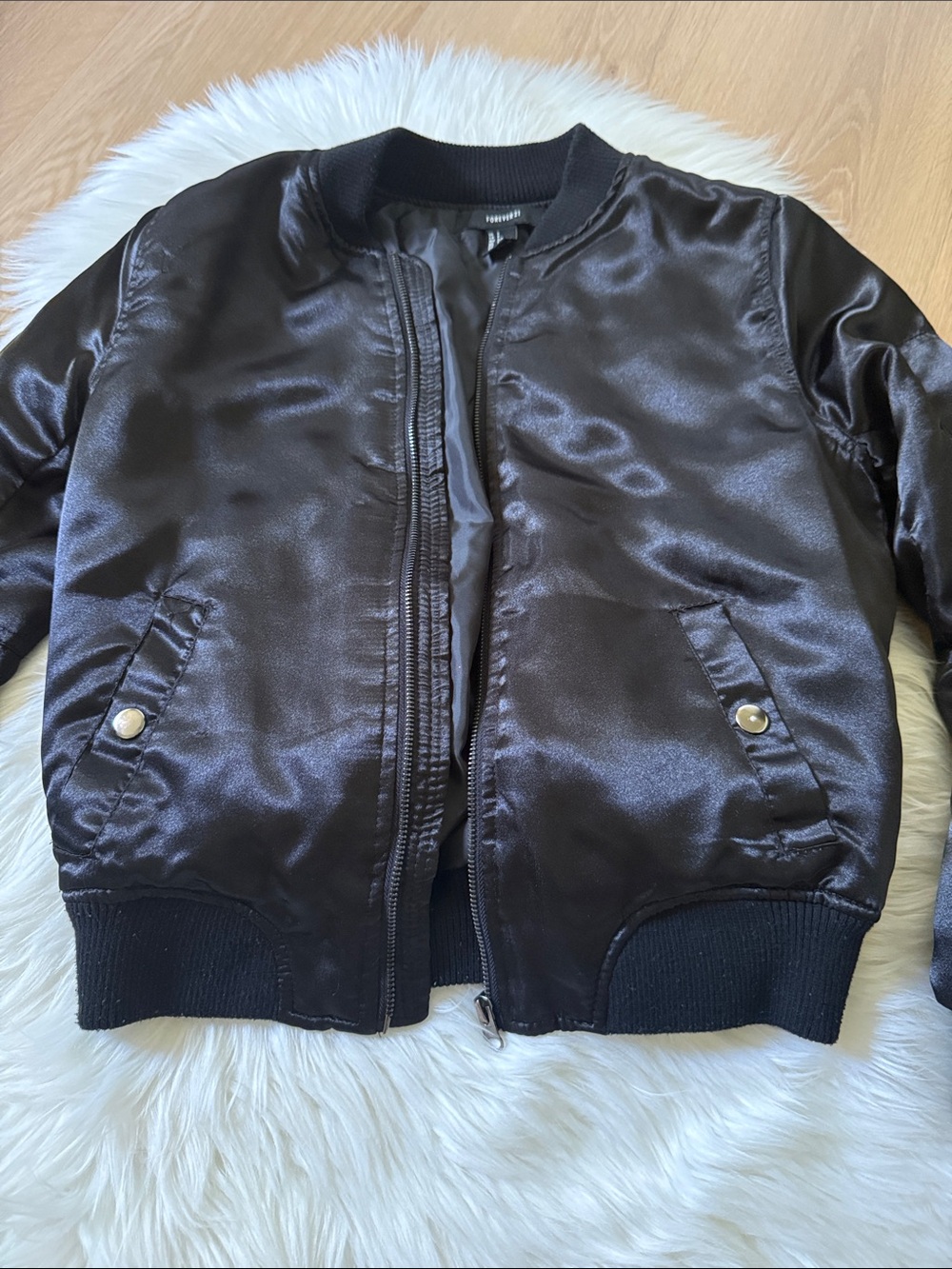 Satin Bomber Jacket - Shiny Black